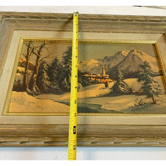 Vintage MCM turner wall accessory Church lithograph? print gold trim frame - Picture 3 of 7